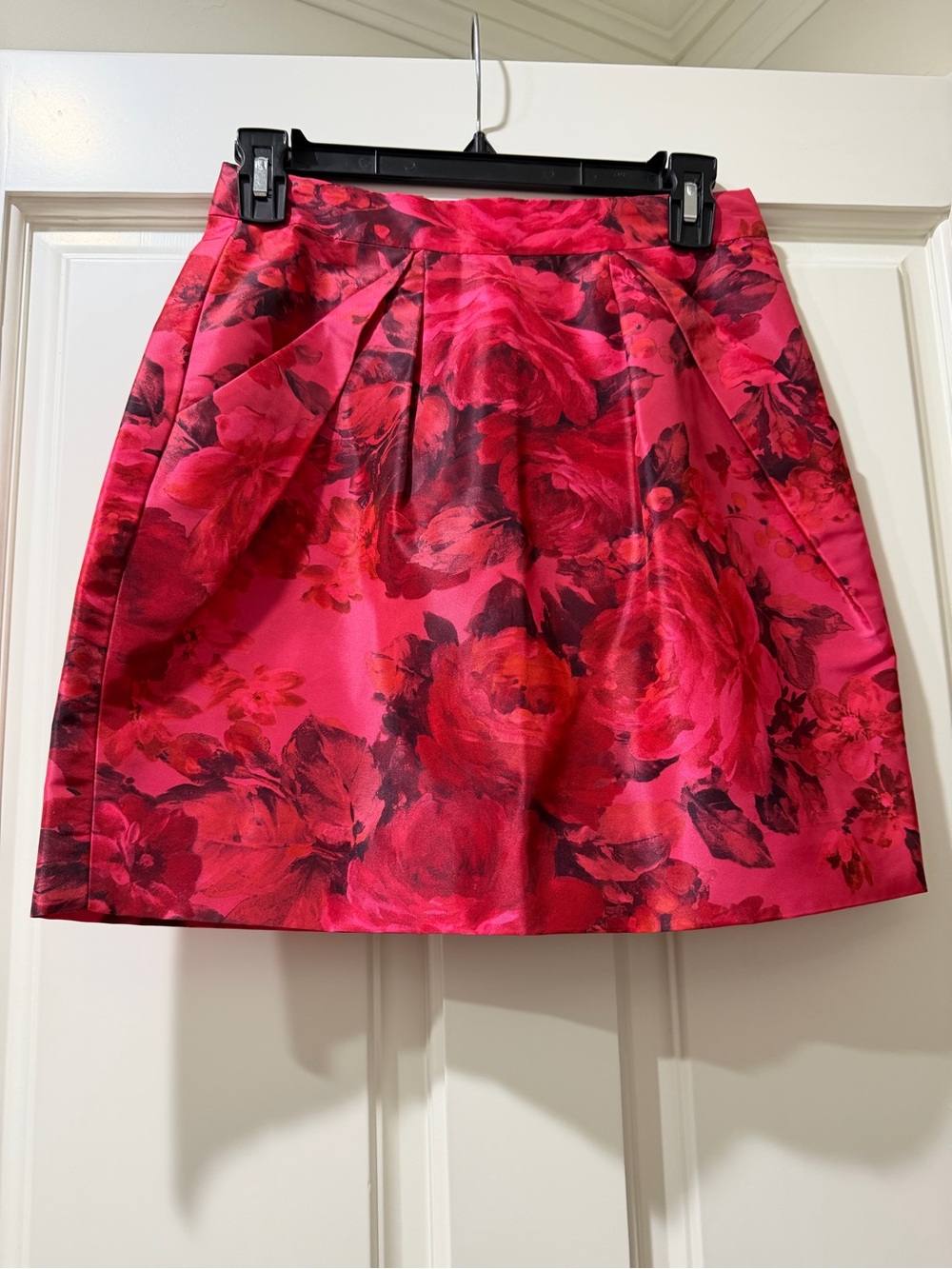 J. Crew Bright Pink Floral Pleated Skirt